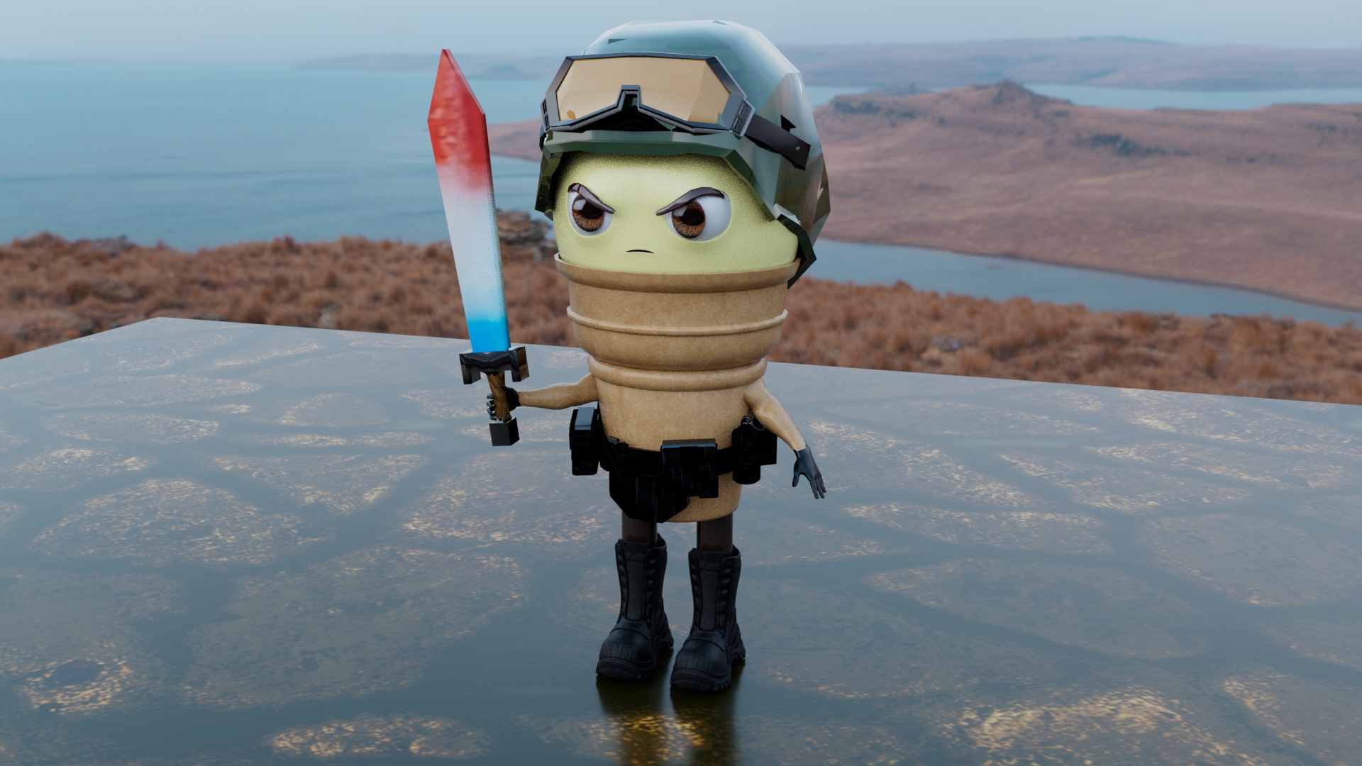 Commander Rock E. Rhode 3D character model created in Autodesk Maya